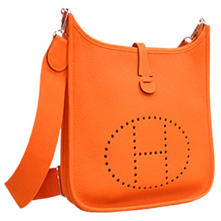 Replica Hermes Evelyne3 PM Silver Hardware Orange Clemens On Sale